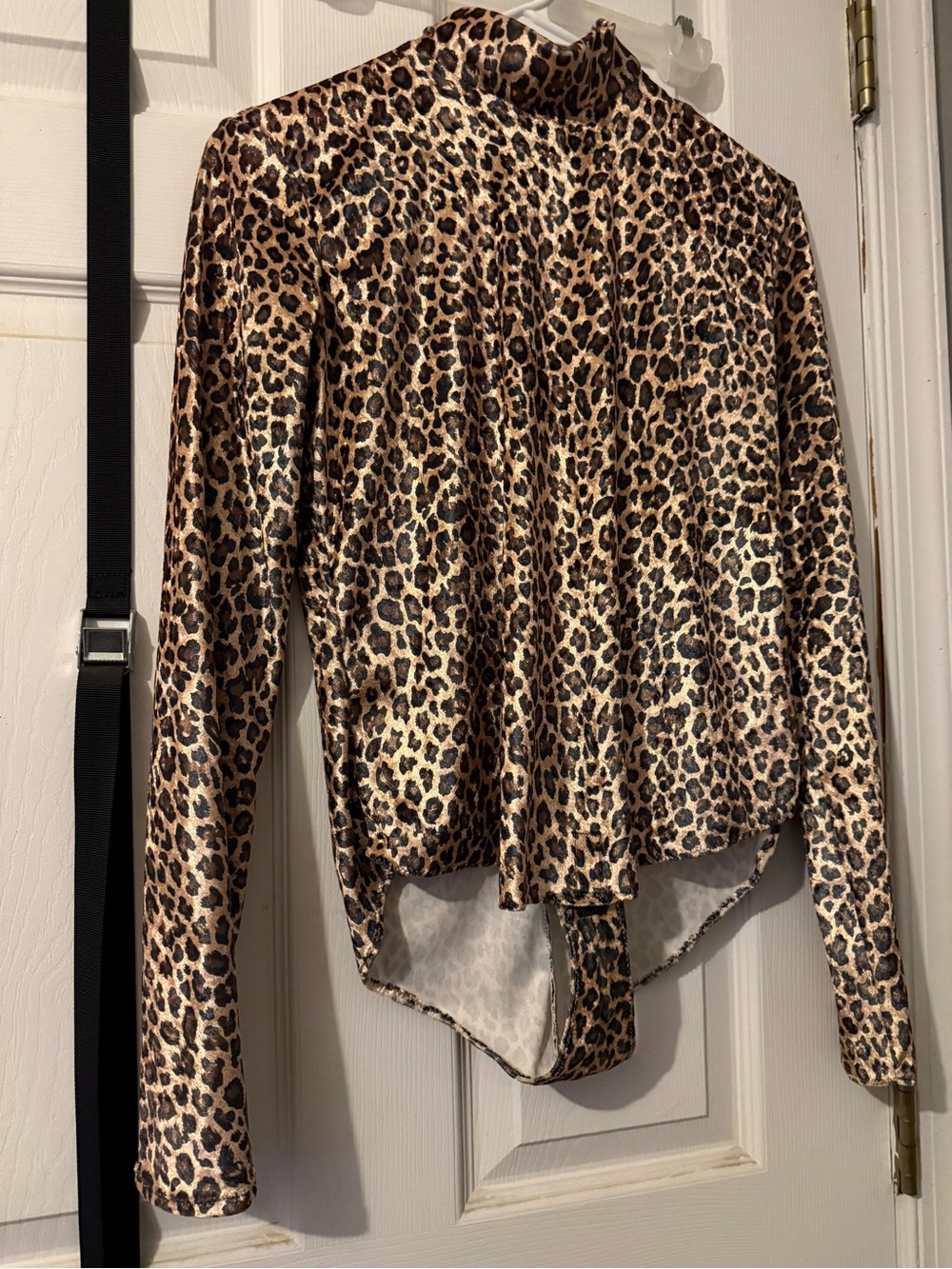 Leopard Print Long-Sleeve Bodysuit - Tan/Black